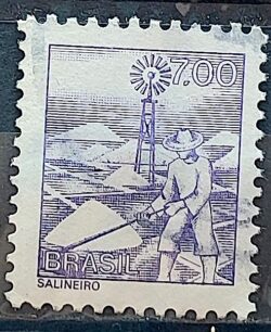 Selo Regular RHM 569 Profissao Salineiro Catavento 1976 Circulado 1