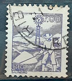 Selo Regular RHM 569 Profissao Salineiro Catavento 1976 Circulado 11