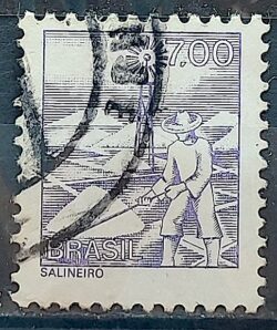 Selo Regular RHM 569 Profissao Salineiro Catavento 1976 Circulado 2