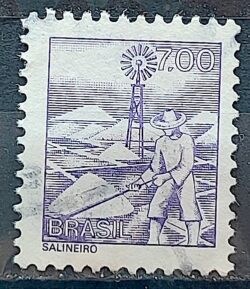 Selo Regular RHM 569 Profissao Salineiro Catavento 1976 Circulado 3