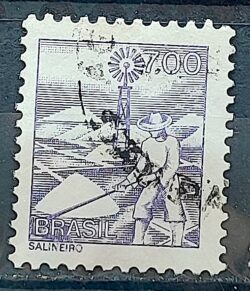 Selo Regular RHM 569 Profissao Salineiro Catavento 1976 Circulado 4
