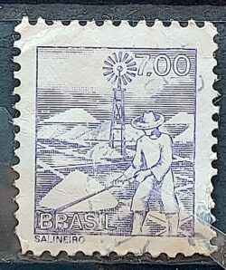 Selo Regular RHM 569 Profissao Salineiro Catavento 1976 Circulado 6