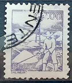 Selo Regular RHM 569 Profissao Salineiro Catavento 1976 Circulado 7