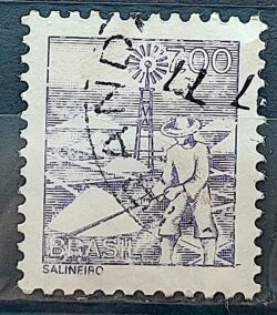 Selo Regular RHM 569 Profissao Salineiro Catavento 1976 Circulado 8