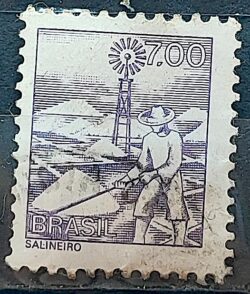 Selo Regular RHM 569 Profissao Salineiro Catavento 1976 Circulado 9