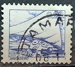 Selo Regular RHM 573 Profissao Jangadeiro Jangada Navio Moldura FSF 1979 Circulado 2