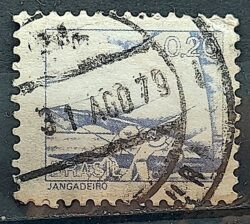 Selo Regular RHM 573 Profissao Jangadeiro Jangada Navio Moldura FSF 1979 Circulado