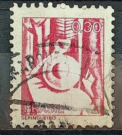 Selo Regular RHM 574 Profissao Seringueiro Borracha Moldura FSF 1979 Circulado 1