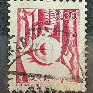 Selo Regular RHM 574 Profissao Seringueiro Borracha Moldura FSF 1979 Circulado 1