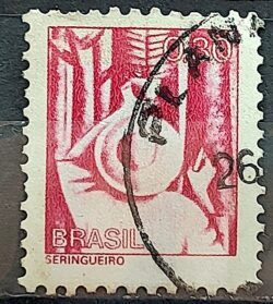 Selo Regular RHM 574 Profissao Seringueiro Borracha Moldura FSF 1979 Circulado 2