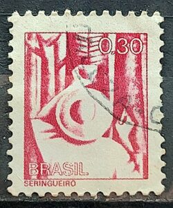 Selo Regular RHM 574 Profissao Seringueiro Borracha Moldura FSF 1979 Circulado 4