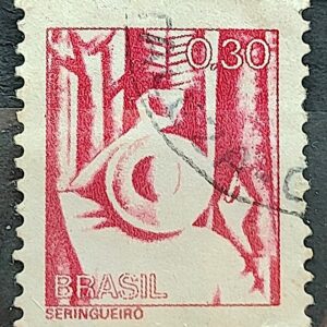 Selo Regular RHM 574 Profissao Seringueiro Borracha Moldura FSF 1979 Circulado 4