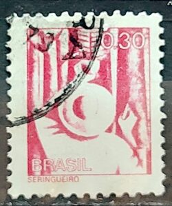 Selo Regular RHM 574 Profissao Seringueiro Borracha Moldura FSF 1979 Circulado 5