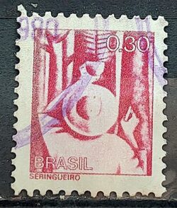 Selo Regular RHM 574 Profissao Seringueiro Borracha Moldura FSF 1979 Circulado 6