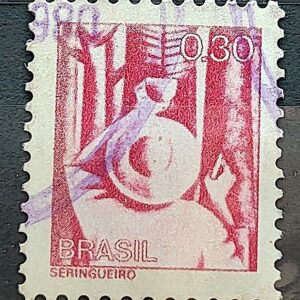 Selo Regular RHM 574 Profissao Seringueiro Borracha Moldura FSF 1979 Circulado 6