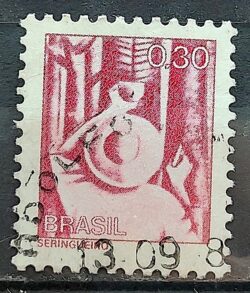 Selo Regular RHM 574 Profissao Seringueiro Borracha Moldura FSF 1979 Circulado 7