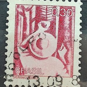 Selo Regular RHM 574 Profissao Seringueiro Borracha Moldura FSF 1979 Circulado 7