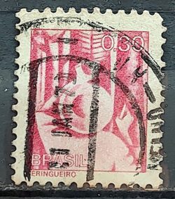 Selo Regular RHM 574 Profissao Seringueiro Borracha Moldura FSF 1979 Circulado 8