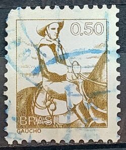 Selo Regular RHM 576 Profissao Gaucho Cavalo Moldura FSF 1979 Circulado 4