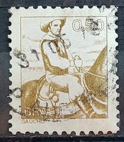 Selo Regular RHM 576 Profissao Gaucho Cavalo Moldura FSF 1979 Circulado 5