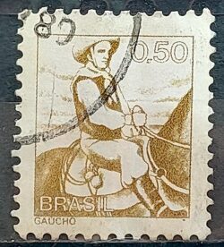 Selo Regular RHM 576 Profissao Gaucho Cavalo Moldura FSF 1979 Circulado 6