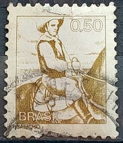 Selo Regular RHM 576 Profissao Gaucho Cavalo Moldura FSF 1979 Circulado 8