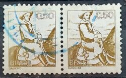 Selo Regular RHM 576 Profissao Gaucho Cavalo Moldura FSF 1979 Dupla Circulado