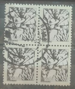 Selo Regular RHM 577 Profissao Bananeiro Banana Moldura FSF 1979 Quadra Circulado