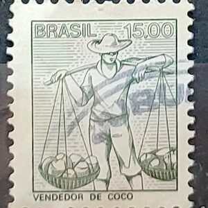 Selo Regular RHM 582 Profissao Vendedor de Coco Moldura FSF 1979 Circulado 2