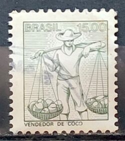 Selo Regular RHM 582 Profissao Vendedor de Coco Moldura FSF 1979 Circulado 3