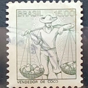 Selo Regular RHM 582 Profissao Vendedor de Coco Moldura FSF 1979 Circulado 3