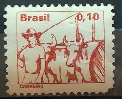 Selo Regular RHM 583 Profissao Carreiro Boi Vaca Com FSF 1977
