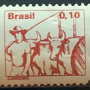 Selo Regular RHM 583 Profissao Carreiro Boi Vaca Com FSF 1977