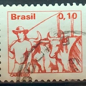 Selo Regular RHM 583 Profissao Carreiro Boi Vaca Com FSF 1977 Circulado 1