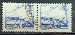 Selo Regular RHM 584 Profissao Jangadeiro Jangada Navio Com FSF 1979 Dupla Circulado 1