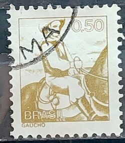 Selo Regular RHM 587 Profissao Gaucho Cavalo Com FSF 1979 Circulado 3