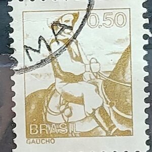 Selo Regular RHM 587 Profissao Gaucho Cavalo Com FSF 1979 Circulado 3