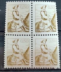 Selo Regular RHM 587 Profissao Gaucho Cavalo Com FSF 1979 Quadra