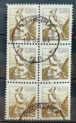 Selo Regular RHM 587 Profissao Gaucho Cavalo Com FSF 1979 Sextilha Circulado 1