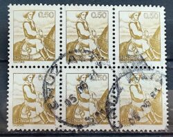 Selo Regular RHM 587 Profissao Gaucho Cavalo Com FSF 1979 Sextilha Circulado 3