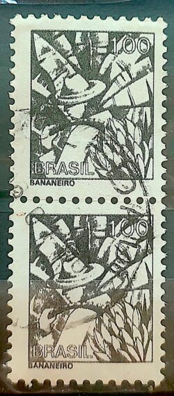 Selo Regular RHM 590 Profissao Bananeiro Banana Com FSF 1979 Dupla Circulado