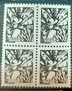 Selo Regular RHM 590 Profissao Bananeiro Banana Com FSF 1979 Quadra