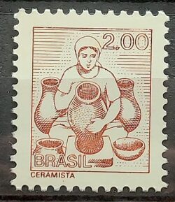 Selo Regular RHM 592 Profissao Ceramista Mulher Com FSF 1980