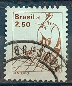 Selo Regular RHM 593 Profissao Cesteiro Com FSF 1979 Circulado 1
