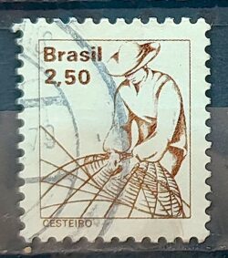 Selo Regular RHM 593 Profissao Cesteiro Com FSF 1979 Circulado 2