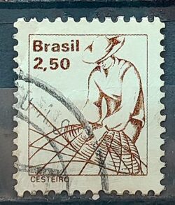 Selo Regular RHM 593 Profissao Cesteiro Com FSF 1979 Circulado 3