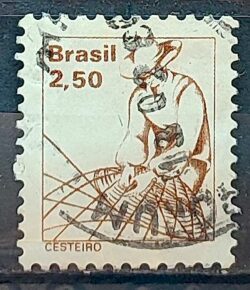 Selo Regular RHM 593 Profissao Cesteiro Com FSF 1979 Circulado 4