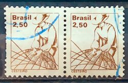 Selo Regular RHM 593 Profissao Cesteiro Com FSF 1979 Dupla Circulado 1