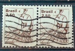 Selo Regular RHM 593 Profissao Cesteiro Com FSF 1979 Dupla Circulado 2