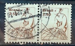 Selo Regular RHM 593 Profissao Cesteiro Com FSF 1979 Dupla Circulado 4